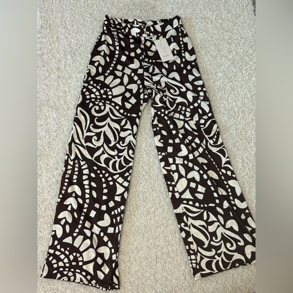 NWT XS JOIE fun and funky wide leg, high waist flowy boho silky printed pants